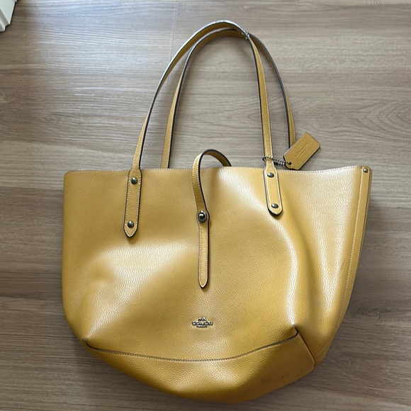 Coach Yellow Leather Tote with Structured Design - Picture 1 of 11